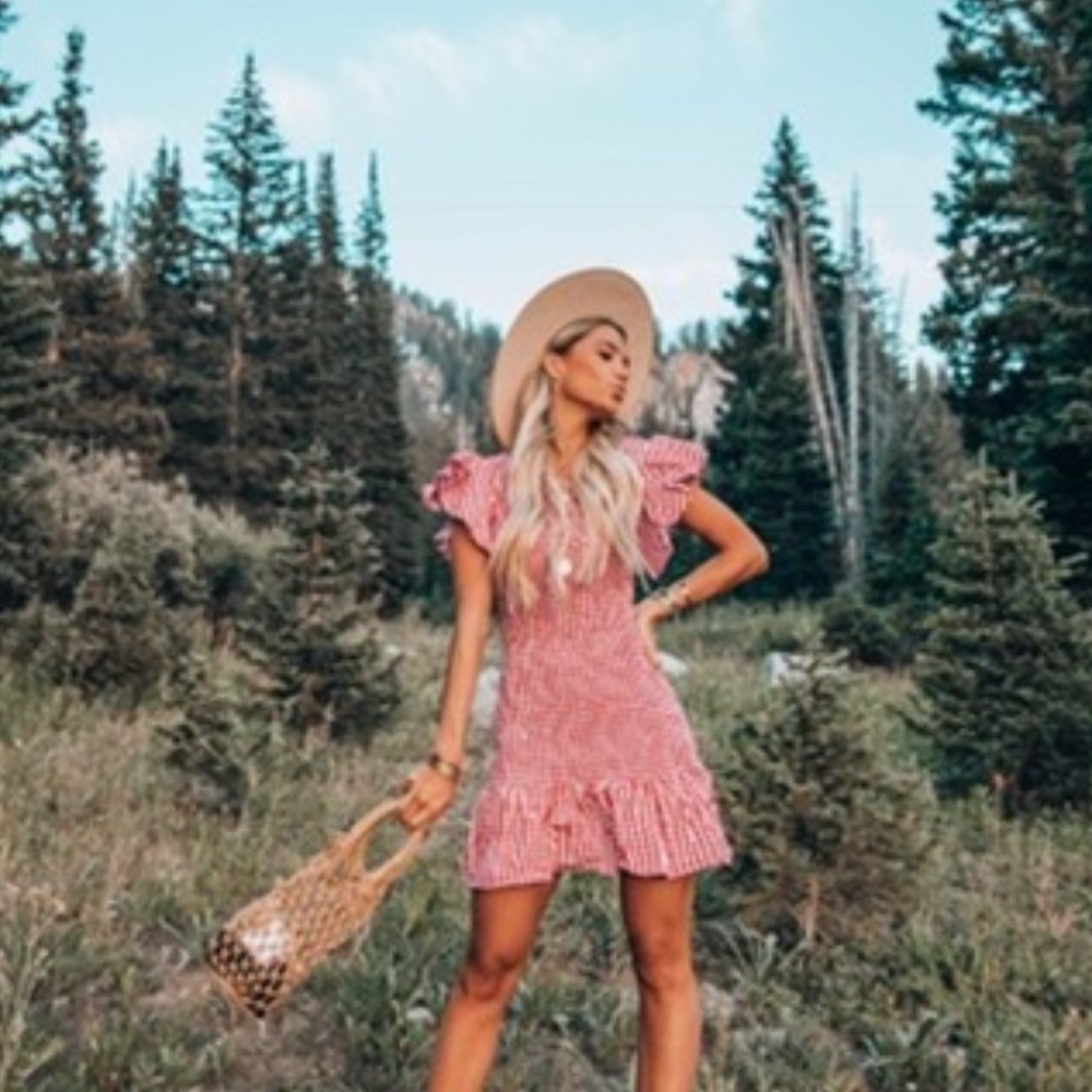 Goodnight Macaroon Red Checkered Kids Dress
